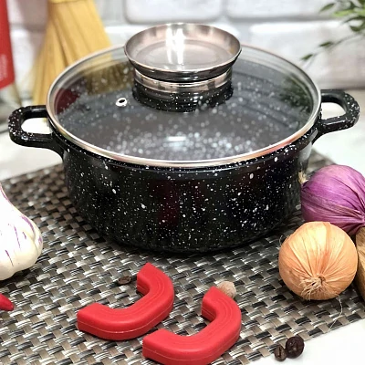 Казан мраморный с силииконовыми ручками 6,7л -1471 (A-Plus) ✅ базовая цена $19.54 ✔ Опт ✔ Скидки ✔ Заходите! - Интернет-магазин ✅ Фортуна-опт ✅