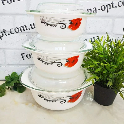 Набор кастрюль термостекло A - Plus - 1864 (3 шт) ✅ базовая цена $16.23 ✔ Опт ✔ Скидки ✔ Заходите! - Интернет-магазин ✅ Фортуна-опт ✅