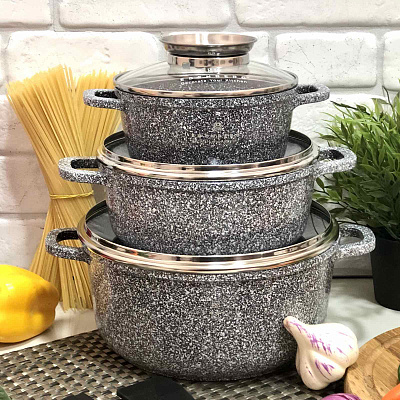 Набор кастрюль с мраморным покрытием Edenberg EB - 8020 ✅ базовая цена $54.70 ✔ Опт ✔ Скидки ✔ Заходите! - Интернет-магазин ✅ Фортуна-опт ✅