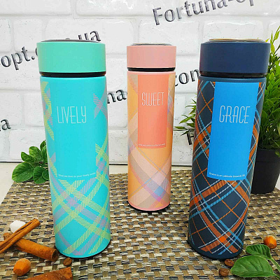 Термос нержавеющий 450 мл "Клетка" 3352-53-54-55 Stenson ➜ фото ➜ розн цена $4.76 - Интернет-магазин ✅ Fortuna-opt.com.ua. ✅