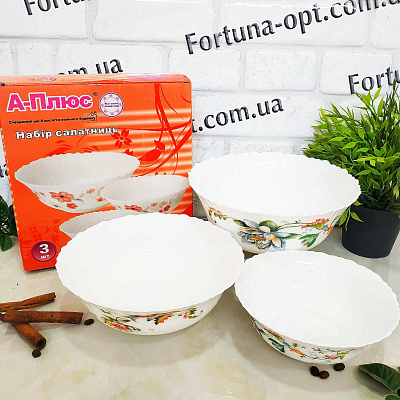 Салатник стеклокерамика 3 шт/наб A-Plus - 1862 ✅ базовая цена $5.51 ✔ Опт ✔ Скидки ✔ Заходите! - Интернет-магазин ✅ Фортуна-опт ✅