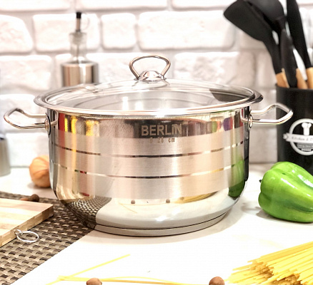 Кастрюля из нержавеющей стали Berlin - 2322 - 9 л ✅ базовая цена 535.60 грн. ✔ Опт ✔ Скидки ✔ Заходите! - Интернет-магазин ✅ Фортуна-опт ✅