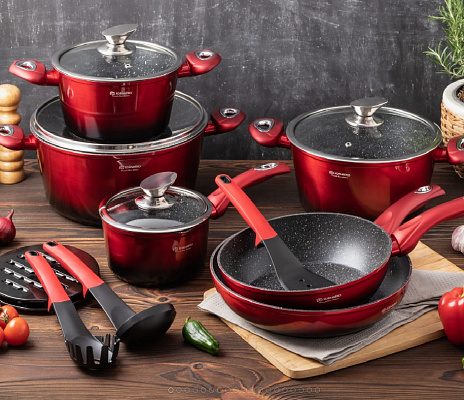 Набор посуды Edenberg с мраморным антипригарным покрытием EB - 5619 ✅ базовая цена $99.67 ✔ Опт ✔ Скидки ✔ Заходите! - Интернет-магазин ✅ Фортуна-опт ✅