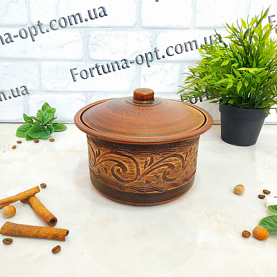 Кастрюля из красной глины 1.8 л  - 7784 ✅ базовая цена 140.90 грн. ✔ Опт ✔ Скидки ✔ Заходите! - Интернет-магазин ✅ Фортуна-опт ✅