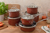 Набор посуды Edenberg красный мрамор ЕВ - 4045 ✅ базовая цена $85.25 ✔ Опт ✔ Скидки ✔ Заходите! - Интернет-магазин ✅ Фортуна-опт ✅