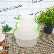 Контейнер круглый с ручками Senyayla 3в1 0,3л+0,6л+1,2л 0495 ✅ базовая цена 55.33 грн. ✔ Опт ✔ Скидки ✔ Заходите! - Интернет-магазин ✅Фортуна-опт ✅