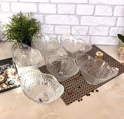 Набор салатников стекло резной 6 шт. 0070 ✅ базовая цена 401.40 грн. ✔ Опт ✔ Скидки ✔ Заходите! - Интернет-магазин ✅ Фортуна-опт ✅