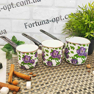 Набор турок эмалированных 3 шт A-Plus - 0968 ✅ базовая цена $8.61 ✔ Опт ✔ Скидки ✔ Заходите! - Интернет-магазин ✅ Фортуна-опт ✅