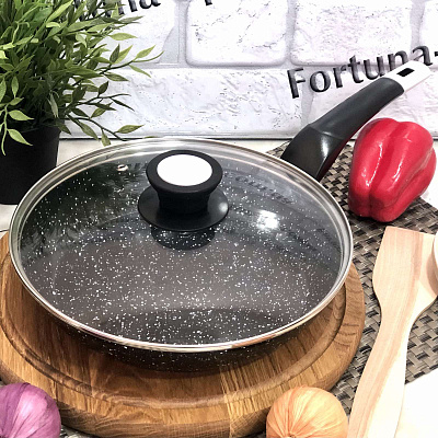 Сковорода гранитная с крышкой A-Plus - 1479 - 20 см ✅ базовая цена $9.25 ✔ Опт ✔ Скидки ✔ Заходите! - Интернет-магазин ✅ Фортуна-опт ✅