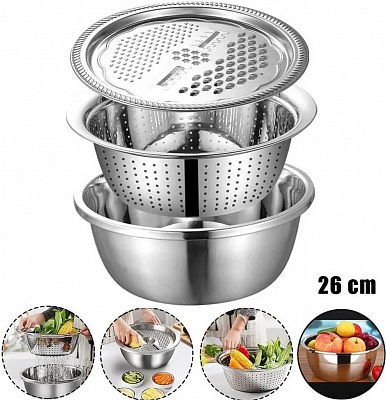 Набор 3 в 1 миска дуршлаг терка Frico FRU - 288 ✅ базовая цена $13.06 ✔ Опт ✔ Скидки ✔ Заходите! - Интернет-магазин ✅ Фортуна-опт ✅