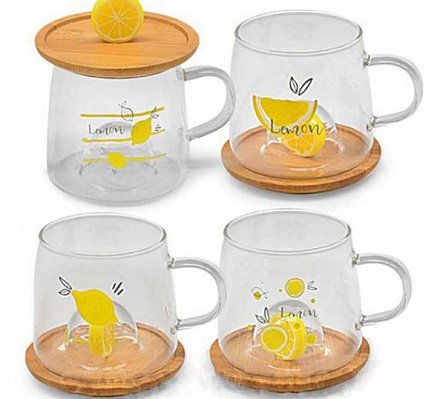 Чашка с крышкой подставкой 280 мл Lemon Stenson - 29551 ✅ базовая цена $4.90 ✔ Опт ✔ Скидки ✔ Заходите! - Интернет-магазин ✅ Фортуна-опт ✅