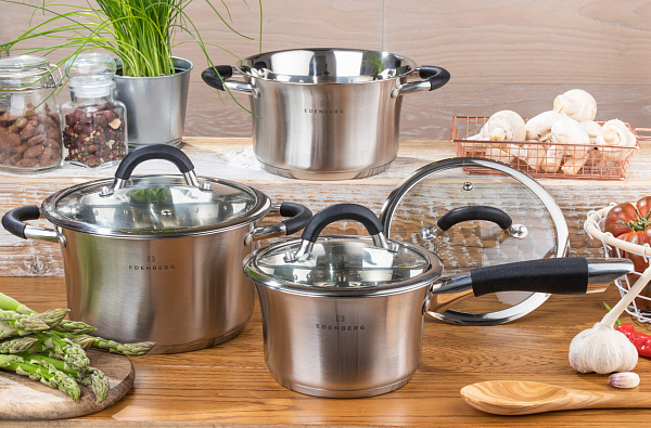 Набор нержавеющих кастрюль с ковшом Edenberg EB - 2403➜ Опт и розница ✅ актуальная цена -Интернет магазин ✅ Фортуна ✅