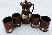 Набор кувшин 3 л + 4 стакана рисованные (красная глина) ✅ базовая цена 227.37 грн. ✔ Опт ✔ Скидки ✔ Заходите! - Интернет-магазин ✅ Фортуна-опт ✅