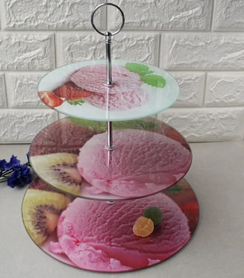 Фруктовница стеклянная для десертов 3 яруса 6853 ✅ базовая цена 288.92 грн. ✔ Опт ✔ Скидки ✔ Заходите! - Интернет-магазин ✅ Фортуна-опт ✅