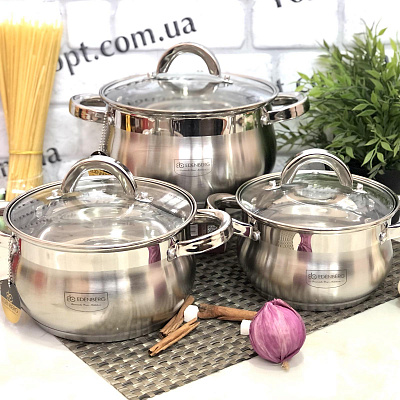 Набор кастрюль яблочной формы Edenberg EB - 3716 ➜ Опт и розница ✅ актуальная цена -Интернет магазин ✅ Фортуна ✅