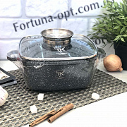 Кастрюля - казан квадрат Top Kitchen серый мрамор 2,7 л - (20 см) TК 00054 ✅ базовая цена $16.11 ✔ Опт ✔ Скидки ✔ Заходите! - Интернет-магазин ✅ Фортуна-опт ✅