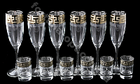 Набор бокалов под шампанское+стопка Греческий узор GE 03-1687/837 12 предметов ✅ базовая цена 355.80 грн. ✔ Опт ✔ Скидки ✔ Заходите! - Интернет-магазин ✅ Фортуна-опт ✅