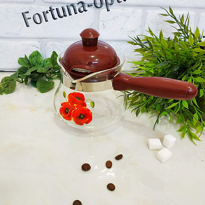 Турка стекло  600мл (А-Плюс) 1050 ✅ базовая цена $4.05 ✔ Опт ✔ Скидки ✔ Заходите! - Интернет-магазин ✅ Фортуна-опт ✅