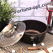 Кастрюля - казан Top Kitchen черный в оранжевую точку мрамор 2,4 л (20 см) TК 00051 ✅ базовая цена $16.01 ✔ Опт ✔ Скидки ✔ Заходите! - Интернет-магазин ✅ Фортуна-опт ✅