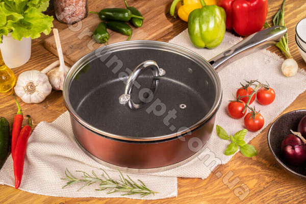 Сковорода глубокая мраморная с крышкой 24х7см Edenberg EB - 4062 ✅ базовая цена $21.88 ✔ Опт ✔ Скидки ✔ Заходите! - Интернет-магазин ✅ Фортуна-опт ✅