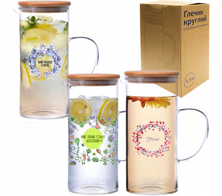 Кувшин 1,5л с бамбуковой крышкой 9030-2 ✅ базовая цена 153.43 грн. ✔ Опт ✔ Скидки ✔ Заходите! - Интернет-магазин ✅ Фортуна-опт ✅