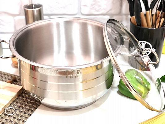 Кастрюля из нержавеющей стали Berlin - 2321 - 5 л ✅ базовая цена 362.70 грн. ✔ Опт ✔ Скидки ✔ Заходите! - Интернет-магазин ✅ Фортуна-опт ✅