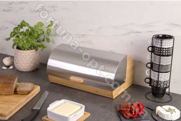 Хлебница деревянная с нержавеющей откидной крышкой Edenberg EB-083 ✅ базовая цена $36.42 ✔ Опт ✔ Скидки ✔ Заходите! - Интернет-магазин ✅ Фортуна-опт ✅ 