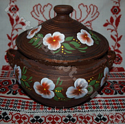 Супник рисованный из красной глины - 2,5л 7793 ✅ базовая цена 130 грн. ✔ Опт ✔ Скидки ✔ Заходите! - Интернет-магазин ✅ Фортуна-опт ✅