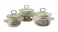 Набор кастрюль из эмалированной стали 2,5л/3,5л/5л 6926 Лаванда ✅ базовая цена 974.14 грн. ✔ Опт ✔ Скидки ✔ Заходите! - Интернет-магазин ✅ Фортуна-опт ✅