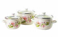 Набор эмалированных кастрюль 1,5л/2,5л/3,5л 6928 Цветочная вуаль (молочный) ✅ базовая цена 800.49 грн. ✔ Опт ✔ Скидки ✔ Заходите! - Интернет-магазин ✅ Фортуна-опт ✅