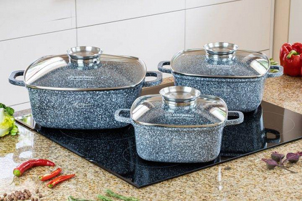 Набор казанов с мраморным покрытием Edenberg EB - 8030 ✅ базовая цена $62.87 ✔ Опт ✔ Скидки ✔ Заходите! - Интернет-магазин ✅ Фортуна-опт ✅