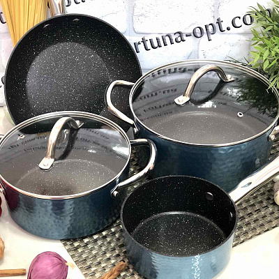 Набор посуды c мраморным покрытием A-Plus - 3015 ✅ базовая цена $43.44 ✔ Опт ✔ Скидки ✔ Заходите! - Интернет-магазин ✅ Фортуна-опт ✅