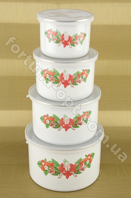 Набор высоких судочков эмаль A - Plus - 0965 - 4 шт ✅ базовая цена $5.13 ✔ Опт ✔ Скидки ✔ Заходите! - Интернет-магазин ✅Фортуна-опт ✅