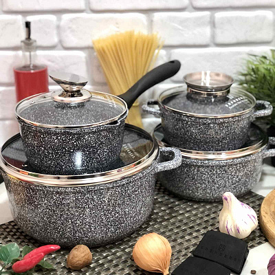 Набор посуды с мраморным покрытием Edenberg EB - 8010 ✅ базовая цена $57.31 ✔ Опт ✔ Скидки ✔ Заходите! - Интернет-магазин ✅ Фортуна-опт ✅