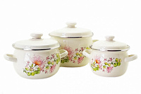 Набор эмалированных кастрюль 1,5л/2,5л/3,5л "928" Цветочная вуаль ✅ базовая цена 929.89 грн. ✔ Опт ✔ Скидки ✔ Заходите! - Интернет-магазин ✅ Фортуна-опт ✅