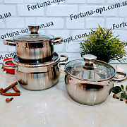 Набор кастрюль из нержавеющей стали A-Plus - 2182➜ Опт и розница ✅ актуальная цена -Интернет магазин ✅ Фортуна ✅