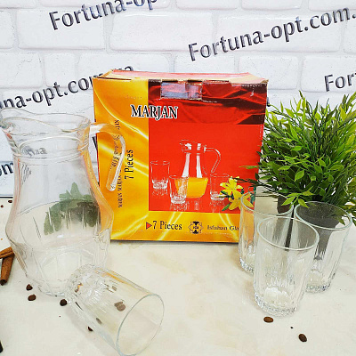 Набор кувшин + 6 стаканов "Marjan" 770 ✅ базовая цена 159.84 грн. ✔ Опт ✔ Скидки ✔ Заходите! - Интернет-магазин ✅ Фортуна-опт ✅