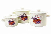 Набор кастрюль из эмали 2л/4,5л/5,5л "242" Корзинка лаванды (молочная) ✅ базовая цена 854.30 грн. ✔ Опт ✔ Скидки ✔ Заходите! - Интернет-магазин ✅ Фортуна-опт ✅