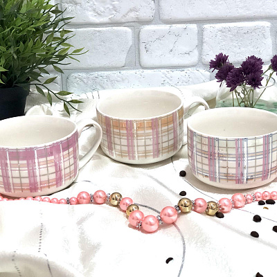 Чашка-супница 450 мл "Glaze клетка" 88087(Ст) ✅ базовая цена $2.60 ✔ Опт ✔ Скидки ✔ Заходите! - Интернет-магазин ✅ Фортуна-опт ✅