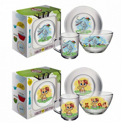 Детский набор 3 пр "Зайчик и котик" 204918 ✅ базовая цена 155.40 грн. ✔ Опт ✔ Скидки ✔ Заходите! - Интернет-магазин ✅ Фортуна-опт ✅