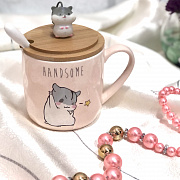 Чашка керамическая с крышкой и ложкой 400 мл "Hamstert" Stenson - 00211 ✅ базовая цена $4.96 ✔ Опт ✔ Скидки ✔ Заходите! - Интернет-магазин ✅ Фортуна-опт ✅