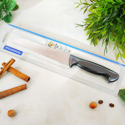 Нож для хлеба 178 мм Трамонтина USUAL в блистере черная ручка 23042/107 ✅ базовая цена 201.28 грн. ✔ Опт ✔ Скидки ✔ Заходите! - Интернет-магазин ✅ Фортуна-опт ✅