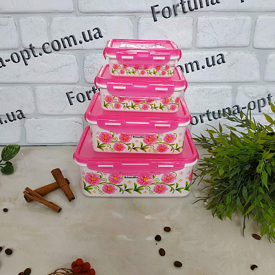 Набор ёмкостей для пищи Frico FRU - 821 - 4 шт ✅ базовая цена $4.56 ✔ Опт ✔ Скидки ✔ Заходите! - Интернет-магазин ✅Фортуна-опт ✅