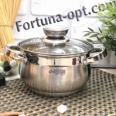 Кастрюля нержавеющая с пятислойным дном Benson 596 - 2,9 л ✅ базовая цена $11.33 ✔ Опт ✔ Скидки ✔ Заходите! - Интернет-магазин ✅ Фортуна-опт ✅