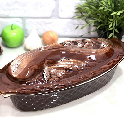 Жаровня керамическая для запекания в духовке и на огне  Сом - 2836 ✅ базовая цена 56.83 грн. ✔ Опт ✔ Скидки ✔ Заходите! - Интернет-магазин ✅ Фортуна-опт ✅