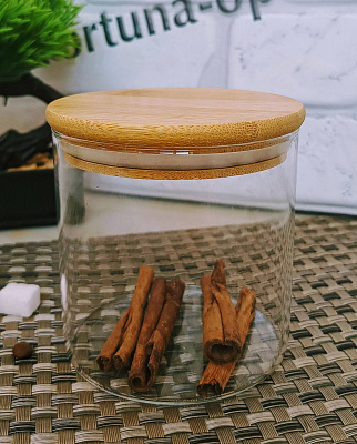 Банка стекло крышка бамбук 550 мл 10х10 см 00977 ✅ базовая цена $2.91 ✔ Опт ✔ Скидки ✔ Заходите! - Интернет-магазин ✅ Фортуна-опт ✅