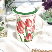 Чашка-заварник "Цветы" 300 мл 2772 (Х) ✅ базовая цена 63.94 грн. ✔ Опт ✔ Скидки ✔ Заходите! - Интернет-магазин ✅ Фортуна-опт ✅