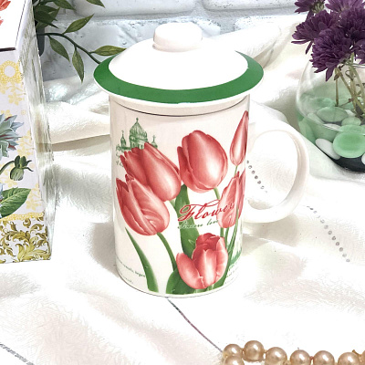 Чашка-заварник "Цветы" 300 мл 2772 (Х) ✅ базовая цена 63.94 грн. ✔ Опт ✔ Скидки ✔ Заходите! - Интернет-магазин ✅ Фортуна-опт ✅