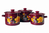 Набор кастрюль из эмали 3,0л/4,5л/5,5л "264" Грейси бордо ✅ базовая цена 1 039.91 грн. ✔ Опт ✔ Скидки ✔ Заходите! - Интернет-магазин ✅ Фортуна-опт ✅