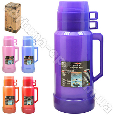 Термос со стеклянной колбой и двумя чашками Stenson - 218 - 1 л ➜ фото ➜ розн цена 116.87 грн. - Интернет-магазин ✅ Fortuna-opt.com.ua. ✅ 